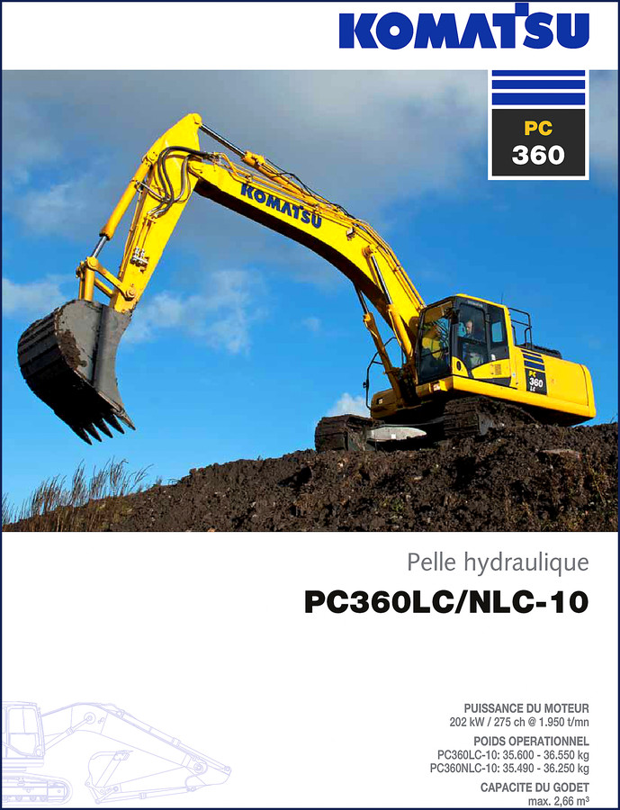 Komatsu PC360LC Technical Manual cover – 24 pages factory service manual for excavator models PC360LC and PC360NLC