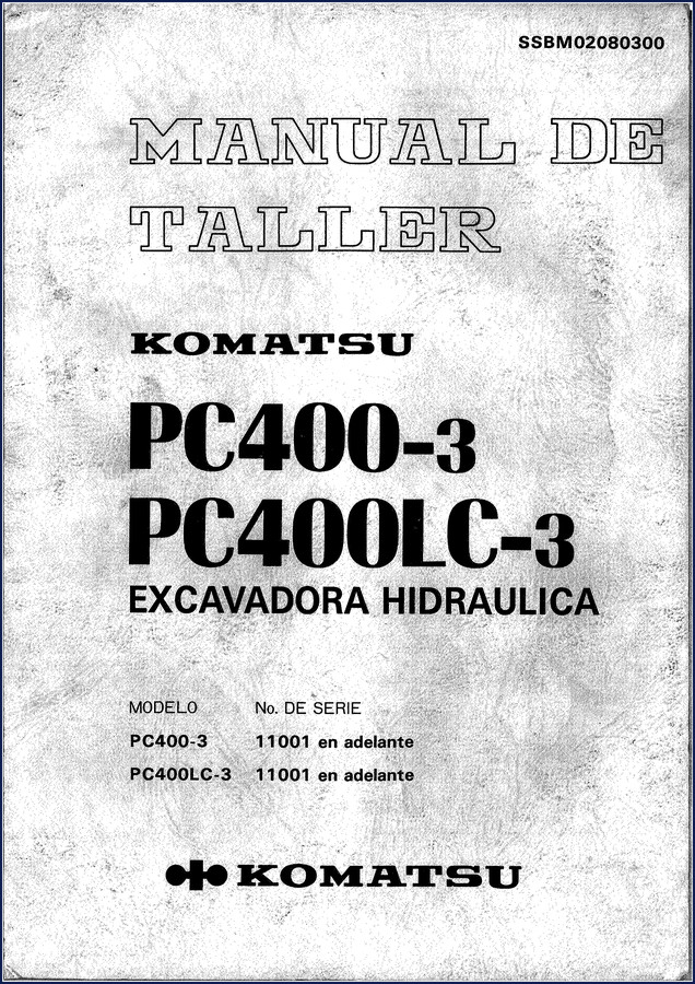 Komatsu PC400-3 PC400LC-3 workshop manual cover - 172 pages factory repair manual