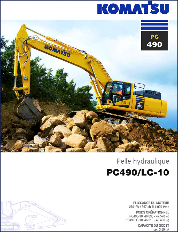 Komatsu PC490LC-10 Hydraulic Excavator Technical Manual cover showing PC490LC-10 model