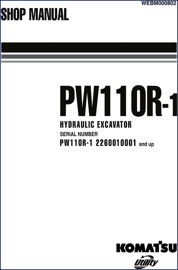 Komatsu PW110R-1 Hydraulic Excavator Workshop Manual cover – 522 pages OEM factory document
