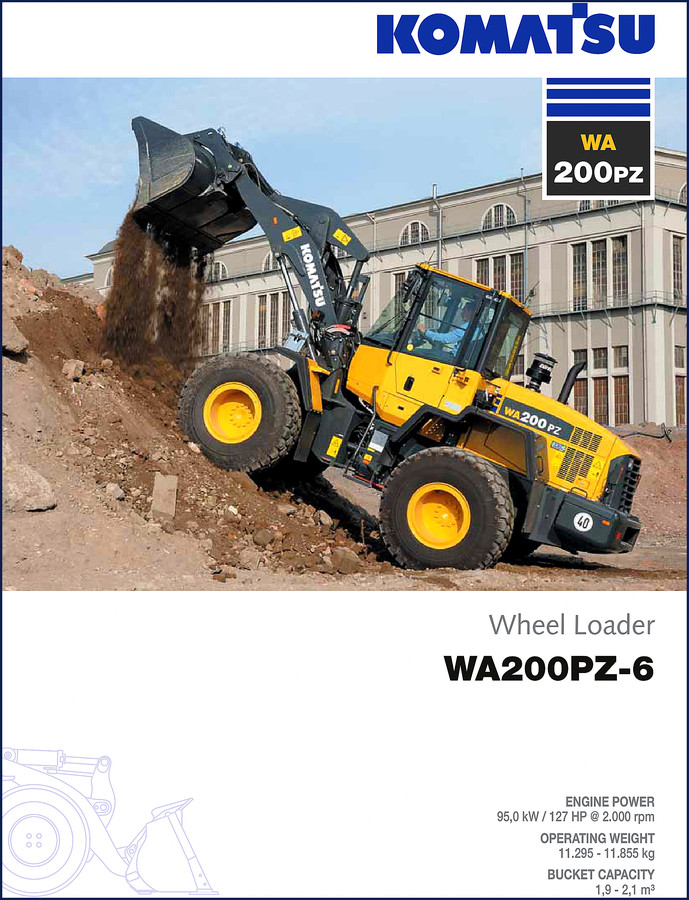 Komatsu WA200PZ-6 Technical Manual cover – 24-page factory service document for wheel loader repair