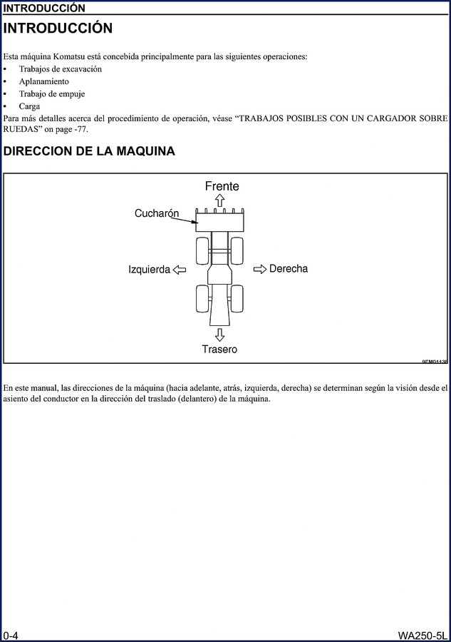 Komatsu WA250-5L OEM Operators Manual cover showing wheel loader diagram and Komatsu logo