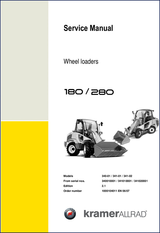Kramerallrad 180, 280 2007 service manual cover – factory OEM document, 238 pages