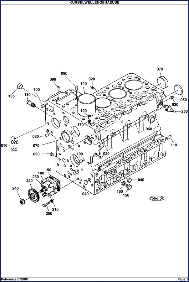 Kubota 01S001-01S002 OEM Parts Catalog cover - 273 pages