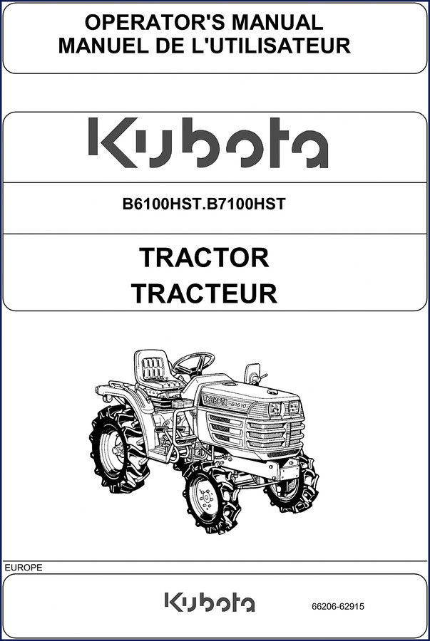 Kubota B6100HST B7100HST Operators Manual 74 pages cover