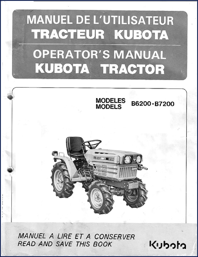 Kubota B6200 B7200 1980 Operators Manual cover