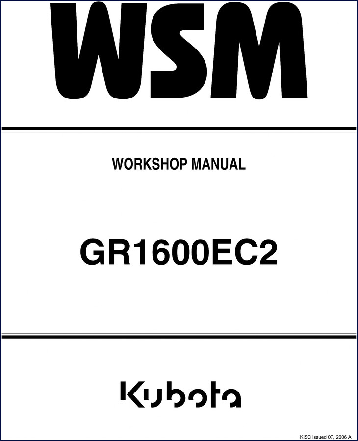 Kubota GR1600EC2 2006 Workshop Manual cover - factory service repair guide 241 pages