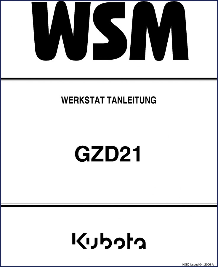 Kubota GZD21 2006 Workshop Manual – factory service and repair document cover