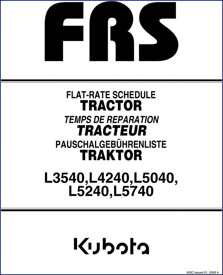 2008 Kubota L3540DT Technical Manual cover showing tractor diagram and model numbers