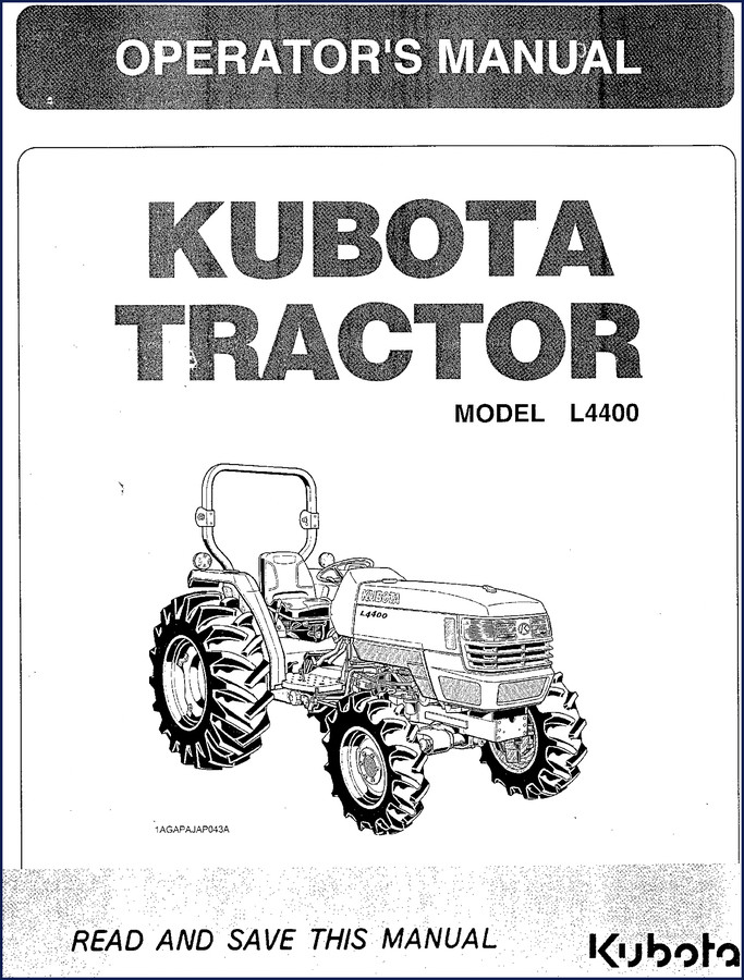 Kubota L4400 Operators Manual front cover - 92 page OEM factory document