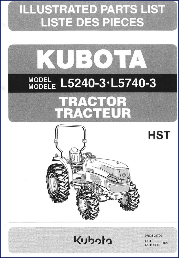 Kubota L5240-3 L5740-3 2009 OEM Parts Catalog cover showing tractor illustration