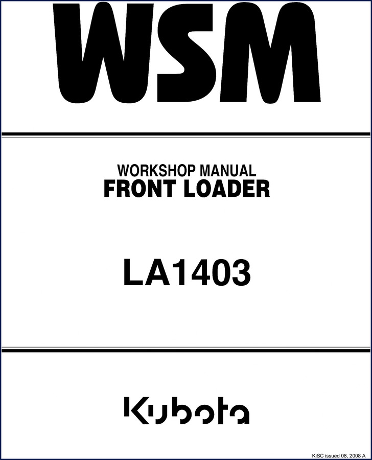 Kubota LA1403 front loader workshop manual cover 2008 OEM factory document