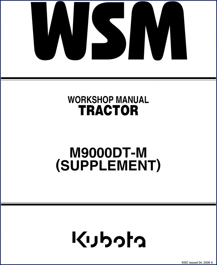 Kubota M9000DT-M Service Repair Manual 2001 Workshop Manual supplement cover