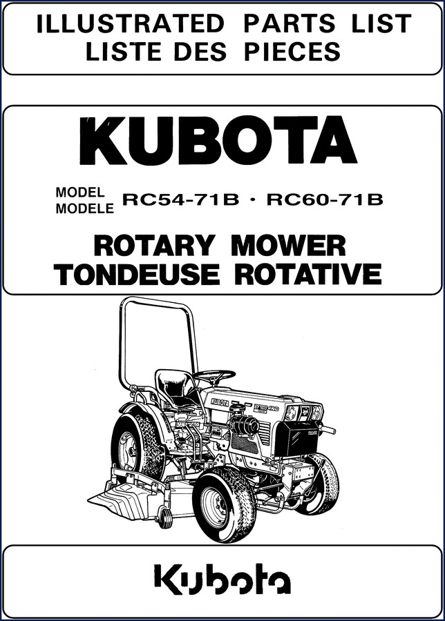 Kubota RC54-71B and RC60-71B Rotary Mower Parts Catalog – 30-page OEM illustrated parts list cover