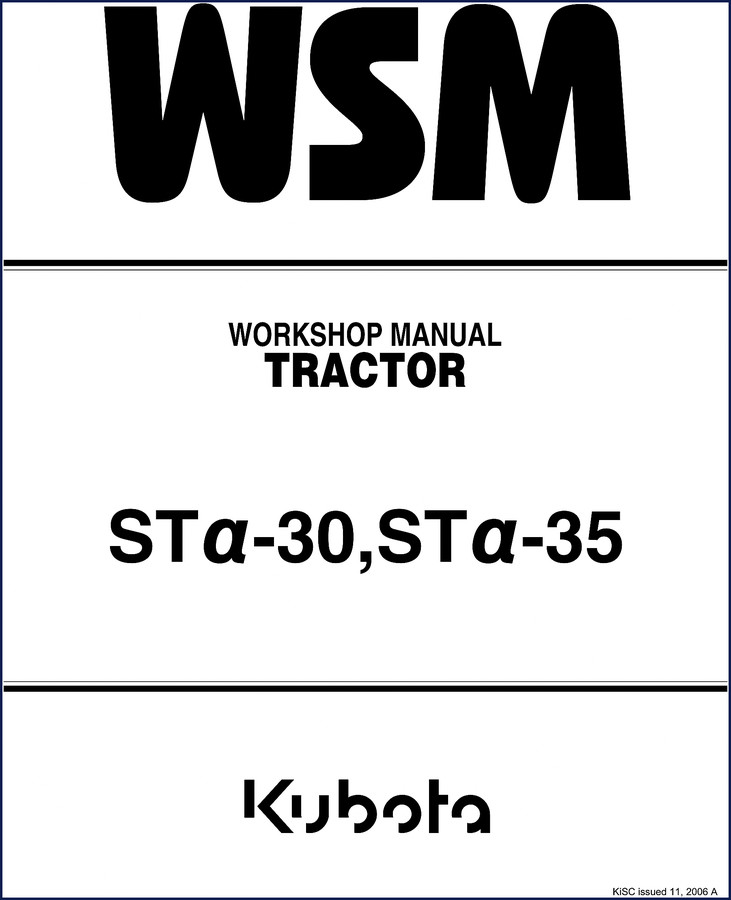 Kubota STα-30 STα-35 2000 factory workshop manual cover showing tractor diagram
