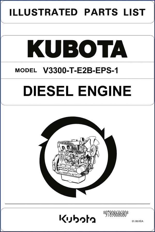 Kubota V3300-T-E2B-EPS-1 Parts Catalog cover page showing engine illustration and model designation