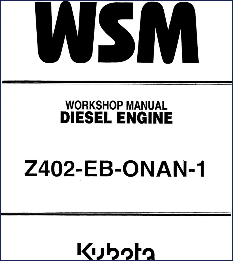 Kubota Z402-EB 2000 Workshop Manual cover page - factory diesel engine repair manual