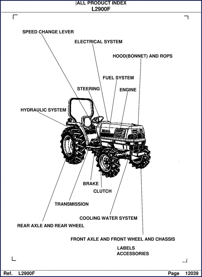 L2900f L2900F factory parts catalog cover showing engine and transmission exploded views