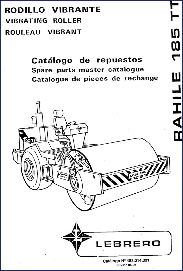 Lebrero 185 TT 1992 Parts Catalog cover - factory spare parts manual for vibrating roller