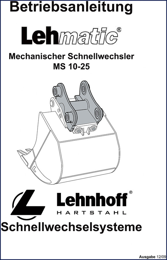 Lehnhoff MS 10-25 2009 Operators Manual cover – German-language factory manual for mechanical quick coupler