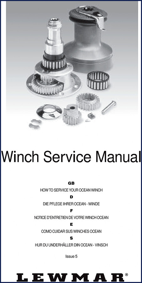 Lewmar Ocean Winch Service Manual Issue 5 – 51-page factory repair document