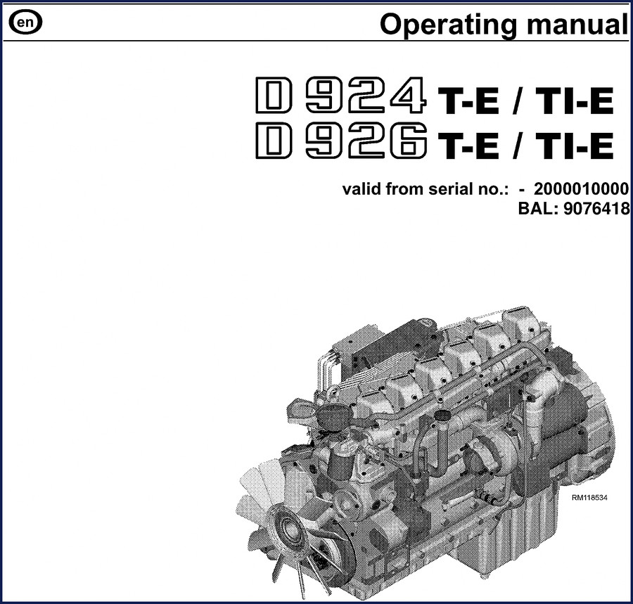 Liebherr D924 T-E Operators Manual cover - 87 pages factory document
