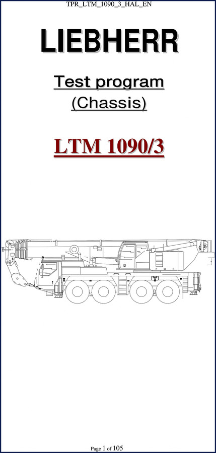 Liebherr LTM 1090/3 diagnostics manual cover – 106 page factory test program document