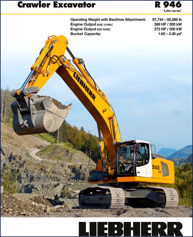 Liebherr R 946 Technical Manual cover – factory OEM document for crawler excavator specs