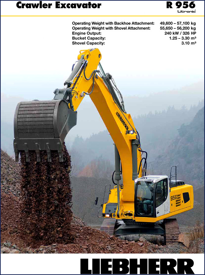 Liebherr R 956 Crawler Excavator Technical Manual 2013 – 40-page OEM document cover