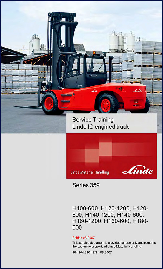 Linde H100-600, H120-1200, H140-1200, H160-600, H160-1200 2007 Training Manual cover
