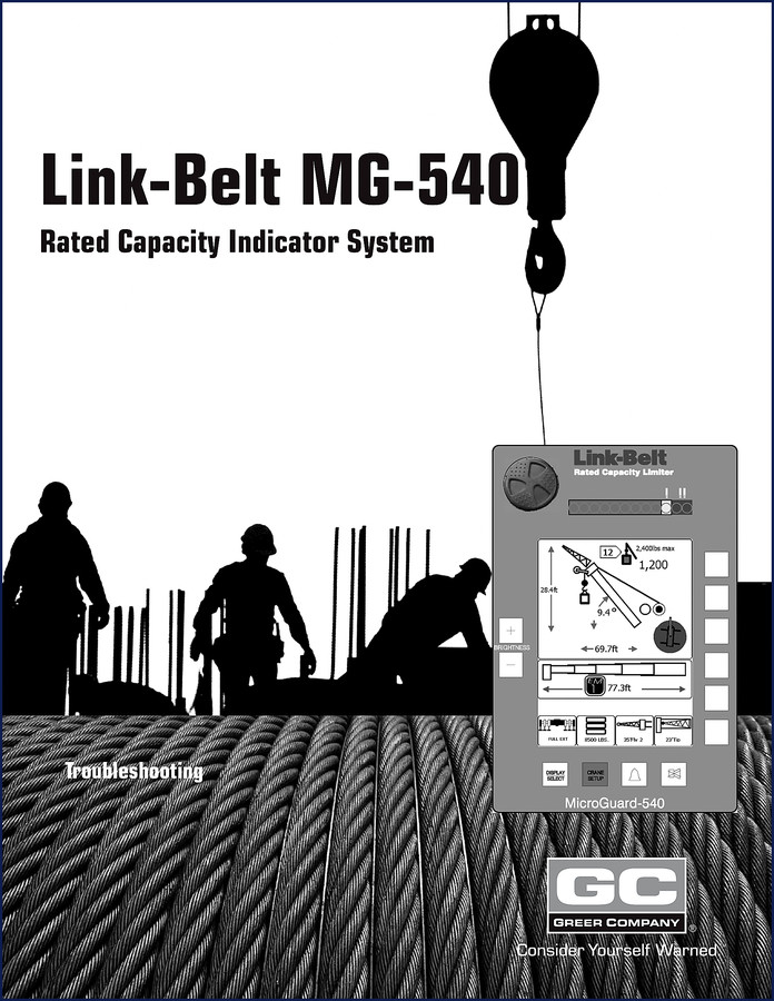 Link-belt MG-540 Troubleshooting Manual cover - 54 pages original factory document