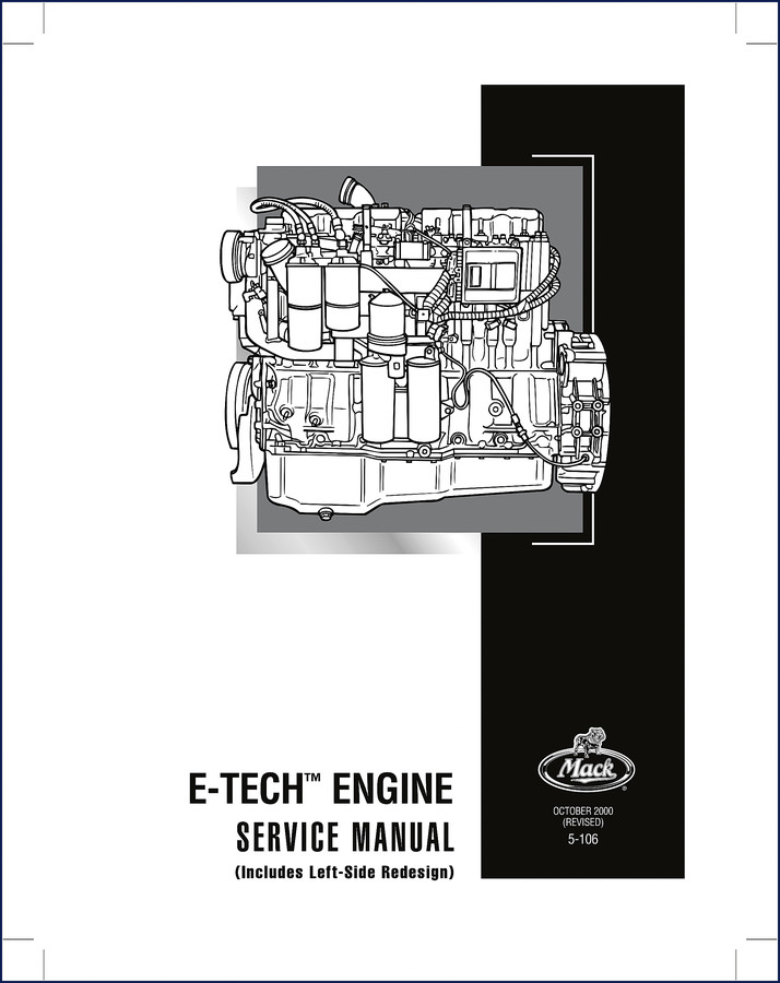 Mack E-TECH 2000 service manual cover showing engine cutaway and OEM logo