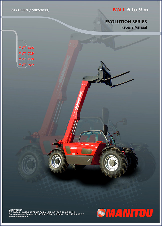 Manitou MVT 628 service repair manual cover 2013 320 pages