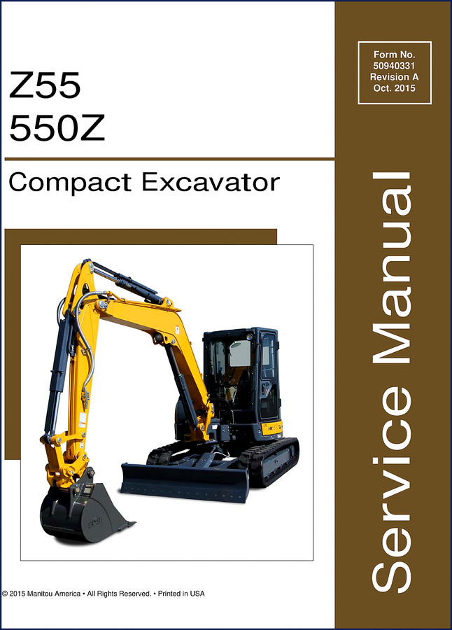 Manitou Z55 550Z 2015 Service Manual cover - OEM repair document for compact excavator