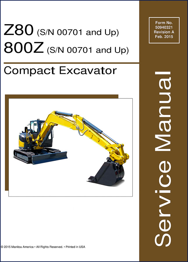 Manitou Z80 800Z 2015 Service Manual cover – OEM factory repair document 728 pages