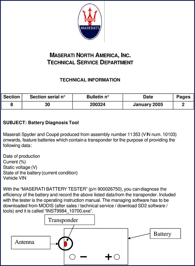 Maserati Spyder Coupe 2005 Technical Manual cover - OEM factory repair manual