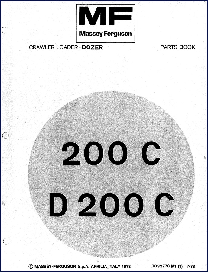 Massey Ferguson 200 C D 200 C 1978 Parts Catalog cover