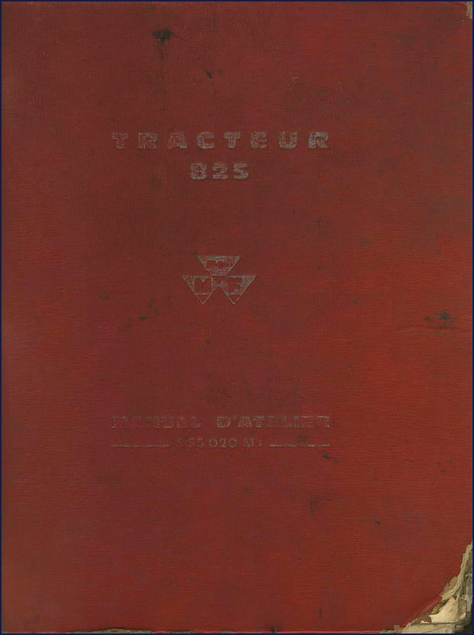 Massey Ferguson 825 Workshop Manual cover page showing tractor model and manual title