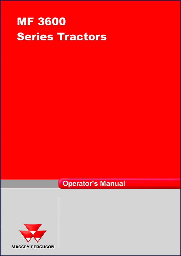 Massey Ferguson MF 3600 Operators Manual cover showing tractor illustration and factory documentation style