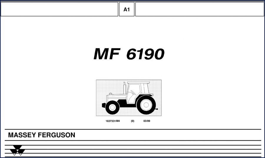 Massey Ferguson MF 6190 1999 Parts Catalog cover with tractor and manual on blue background