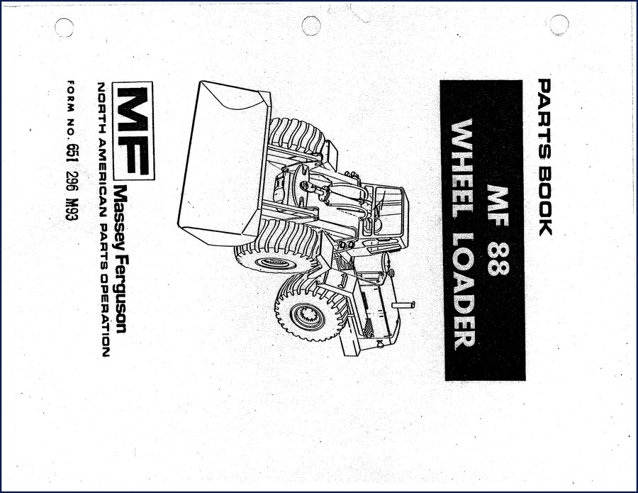 1977 Massey Ferguson MF 88 Wheel Loader Parts Catalog cover page