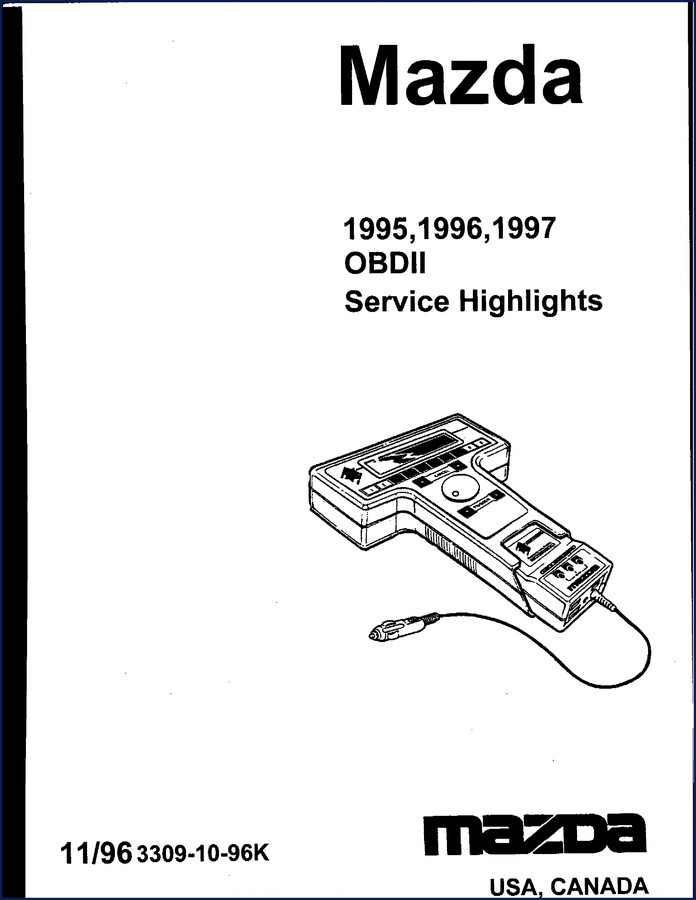1995-1997 Mazda OBDII Service Manual cover showing factory diagnostics book