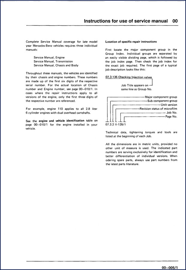 Mercedes-Benz 280 280C 280S 280E 280CE Technical Manual cover page