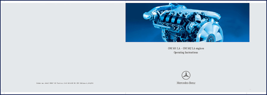 Mercedes-Benz OM 501 LA and OM 502 LA engine operators manual cover