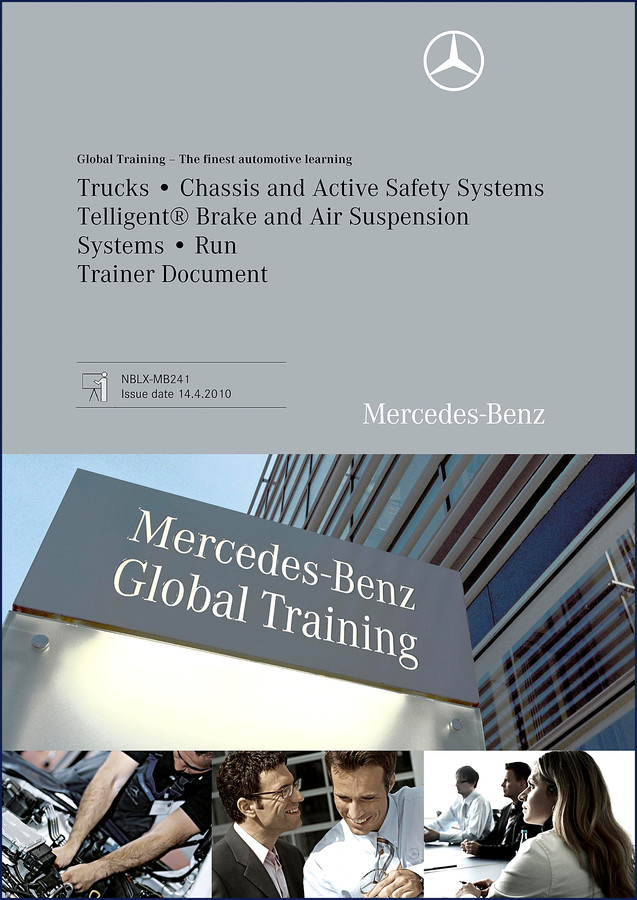 Mercedes-Benz Truck 2010 Training Manual cover showing Telligent brake and air suspension systems