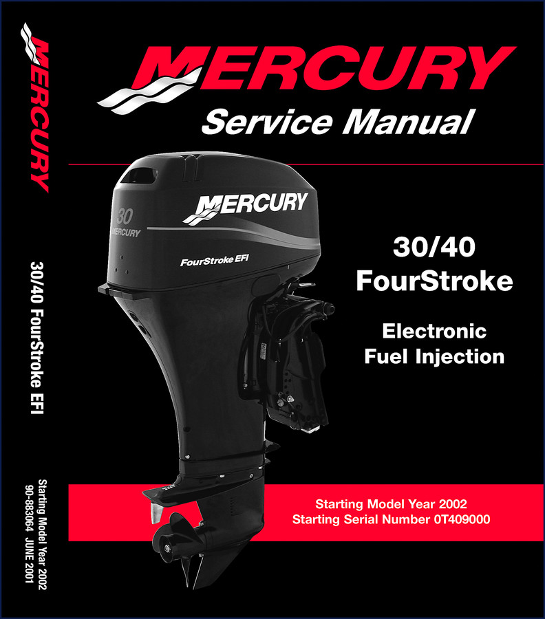 Mercury 30 FourStroke 2002 service manual cover showing outboard and model designation