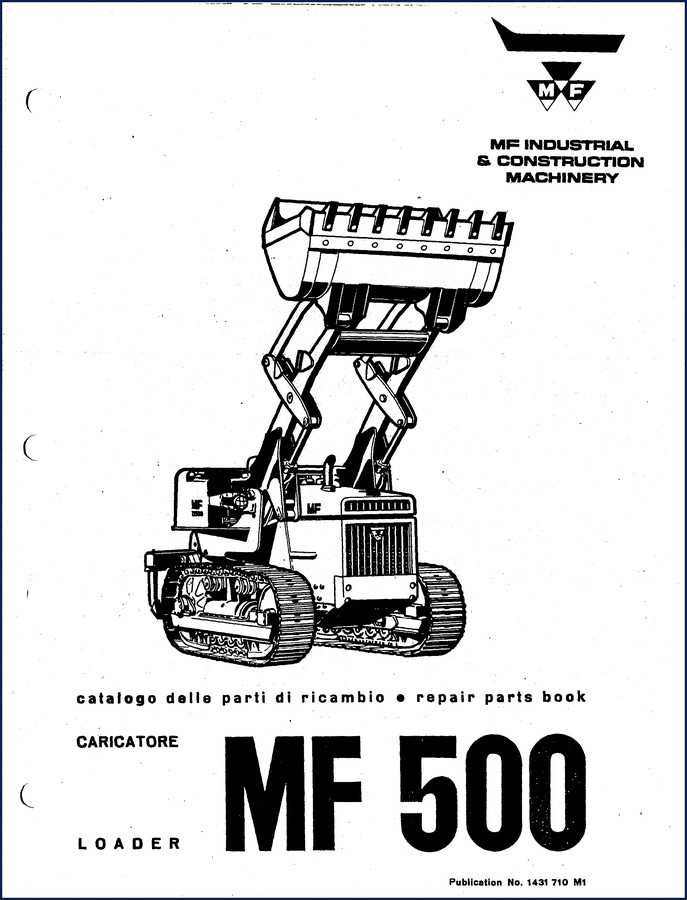 HMF MF 500 1968 Parts Catalog cover page showing loader and part numbers