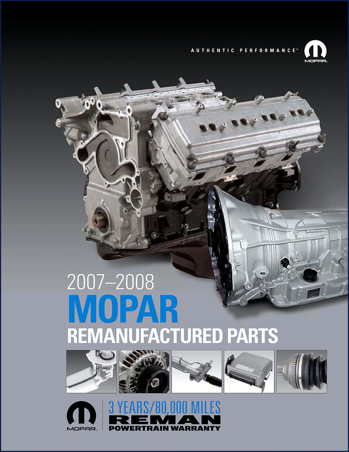 2007 Mopar Chrysler Dodge Jeep Remanufactured Parts Catalog - 222 pages