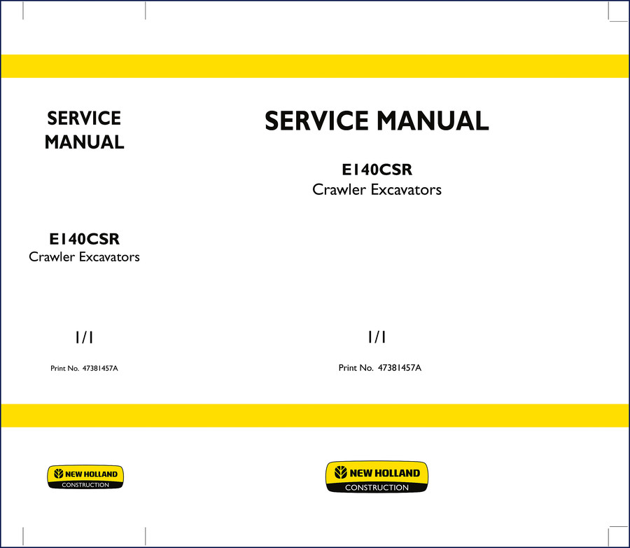 New Holland E140CSR Service Manual cover page