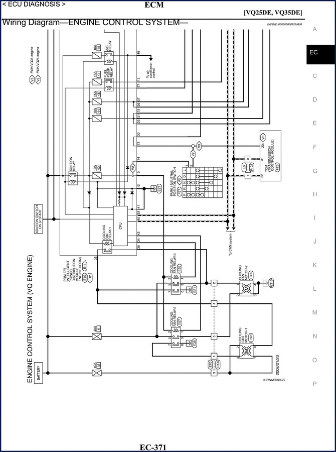 Nissan VQ25DE VQ35DE ECM Wiring Diagram 16-page factory document